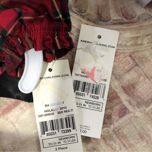 Baby Girl American Living 3 Piece Outfit Red Plaid - Picture 4 of 5